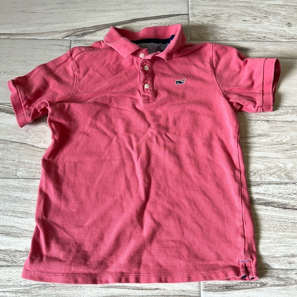 • Vineyard Vines watermelon colored polo shirt, 6/7 •